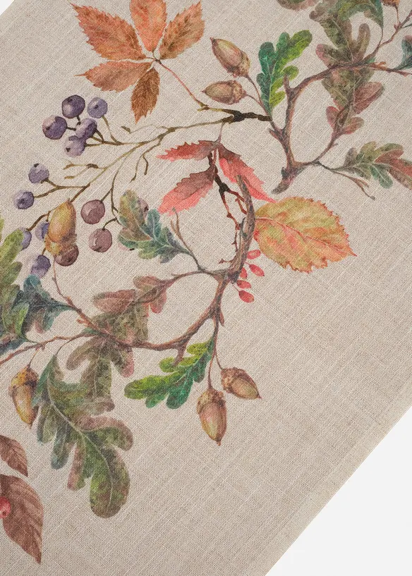 Tischläufer mit Leinenanteil in beige von vorne (Detailaufnahme) - bonprix