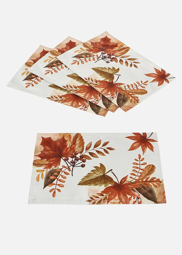 Tischsets mit Blätterdruck (4er Pack) in braun von vorne - bonprix