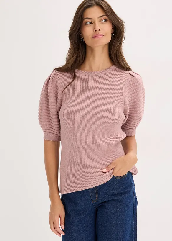 Pullover aus softem Viskose-Mix in rosa von vorne (im Anschnitt) - bonprix Pullover aus softem Viskose-Mix in rosa von vorne (im Anschnitt) - bonprix