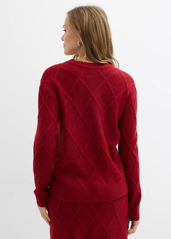 Oversize-Pullover aus Zopfstrick in rot von hinten (im Anschnitt) - bonprix