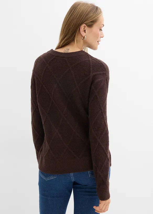 Oversize-Pullover aus Zopfstrick in braun von hinten (im Anschnitt) - bonprix