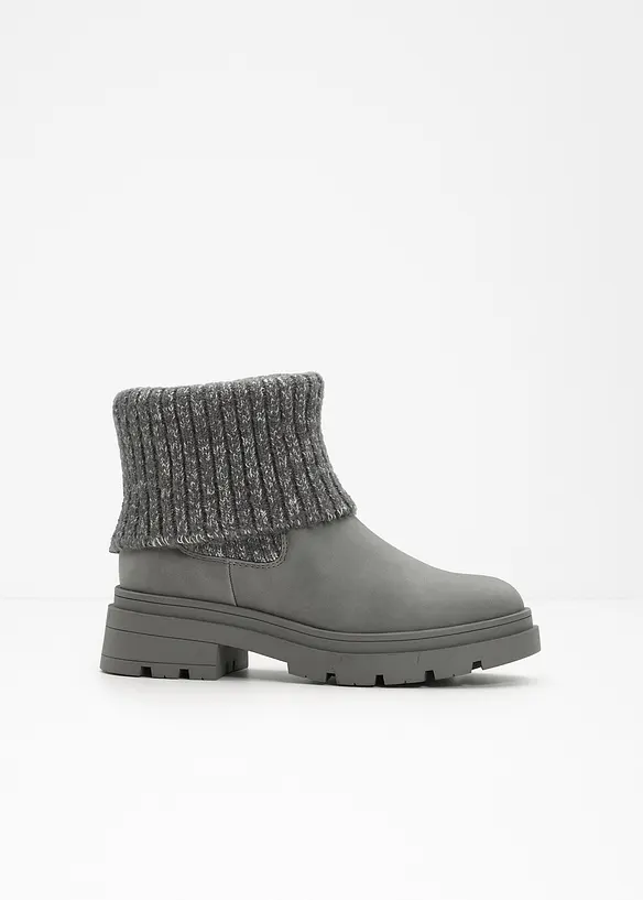 Chelsea-Boots mit Strickeinsatz in grau - bonprix