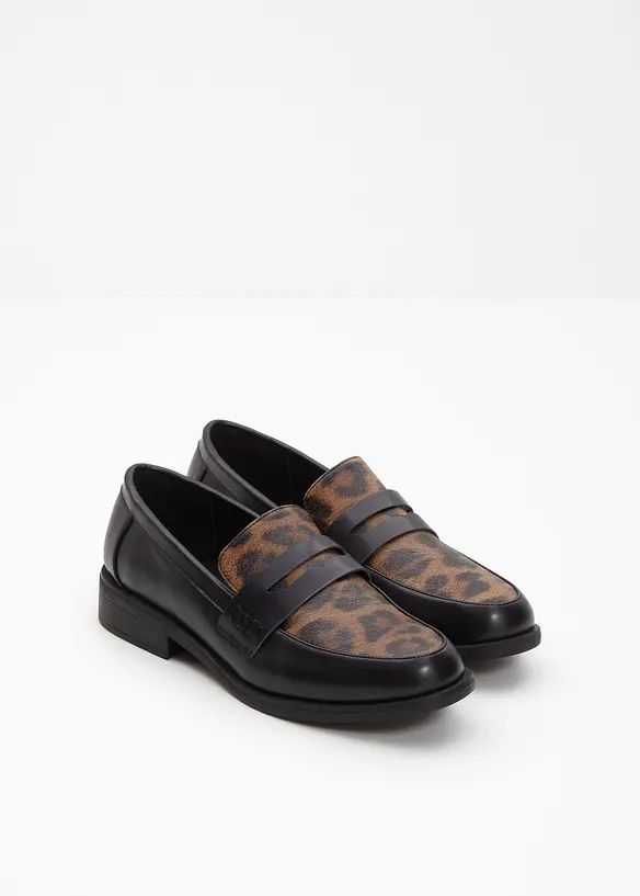 Penny-Loafer mit Animal-Details in schwarz - bonprix