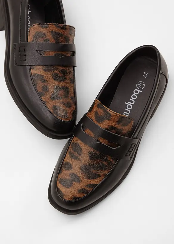Penny-Loafer mit Animal-Details in schwarz - bonprix