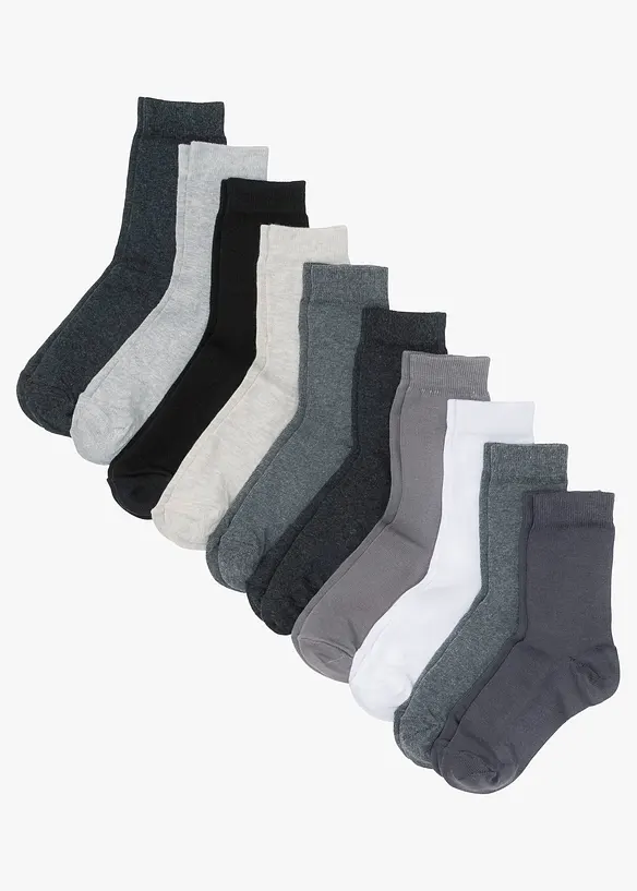 Socken mit Bio-Baumwolle (10er Pack) in grau von vorne - bonprix