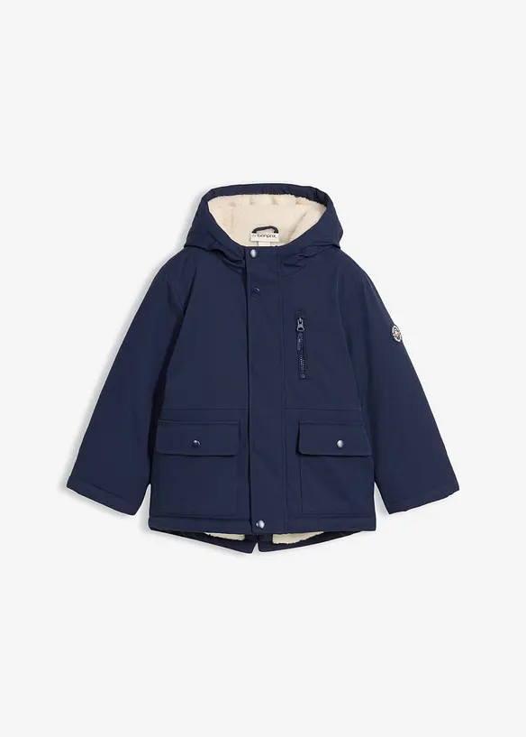 Winterparka mit Teddyfutter, wasserabweisend in blau von vorne - bonprix