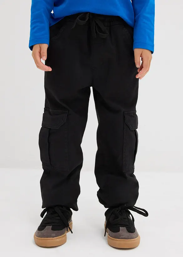 Thermo Regular Fit Cargohose mit Jerseyfutter in schwarz von vorne - bonprix Thermo Regular Fit Cargohose mit Jerseyfutter in schwarz von vorne - bonprix