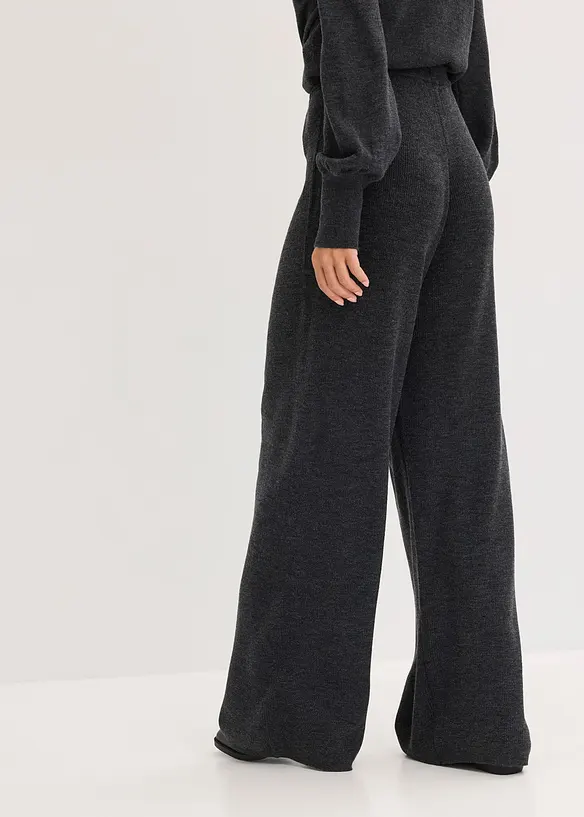 Feinstrickhose mit ausgestelltem Bein in grau von hinten - bonprix Feinstrickhose mit ausgestelltem Bein in grau von hinten - bonprix