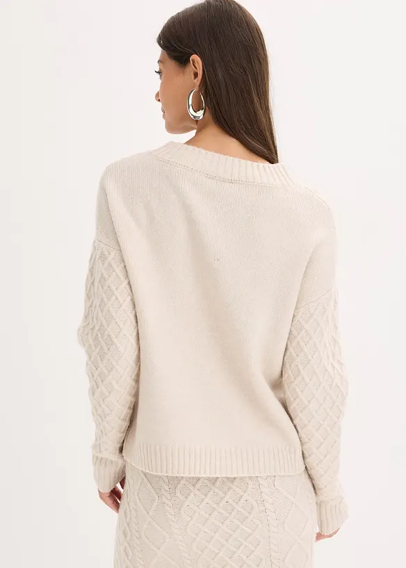 Pullover in beige von hinten (im Anschnitt) - bonprix