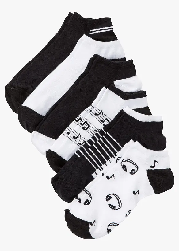 Kurzsocken mit Bio-Baumwolle (6er Pack) in schwarz von vorne - bonprix