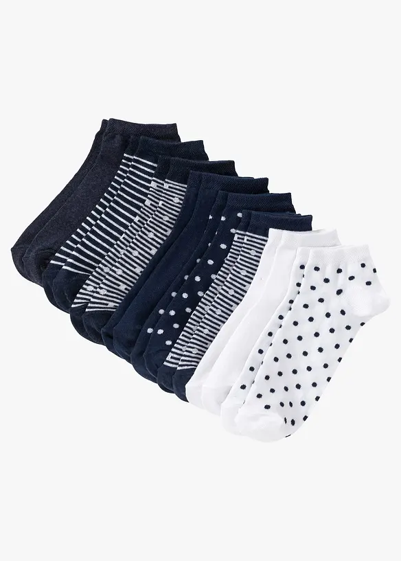 Sneakersocken mit Bio-Baumwolle (8er Pack) in blau von vorne - bonprix