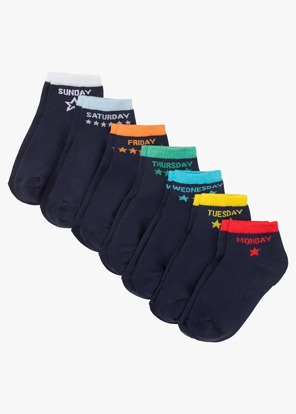 Kurzsocken mit Bio-Baumwolle (7er Pack) in blau von vorne - bonprix