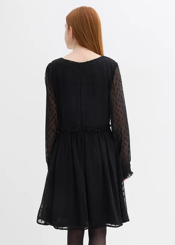 Festliches Mädchen Kleid in schwarz von hinten (Totalaufnahme) - bonprix