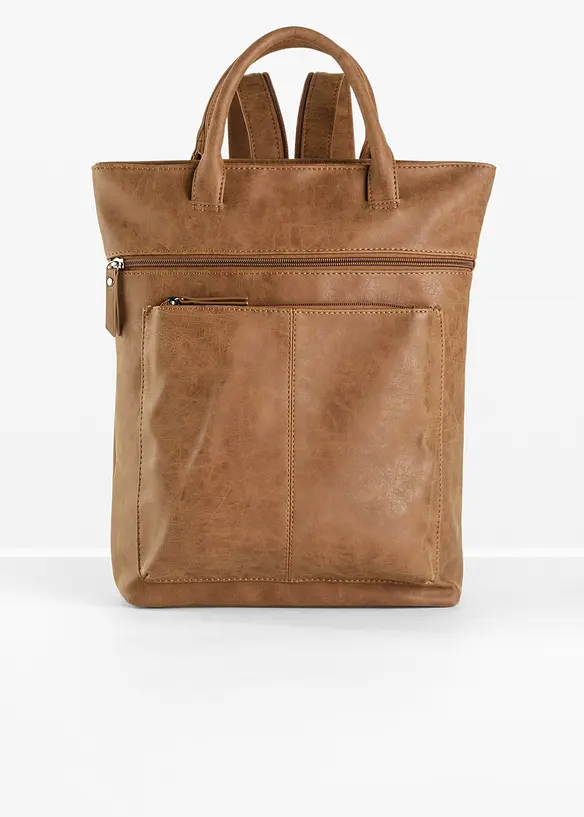 Rucksack mit Außentaschen in braun von vorne - bonprix