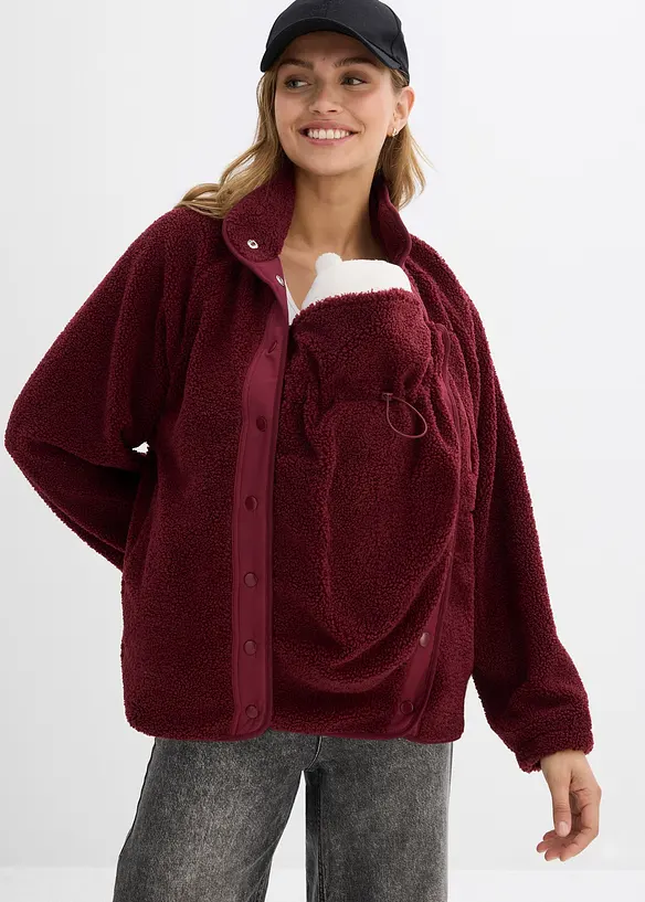 Umstands- und Tragejacke aus Teddyfleece in rot von vorne (im Anschnitt) - bonprix Umstands- und Tragejacke aus Teddyfleece in rot von vorne (im Anschnitt) - bonprix