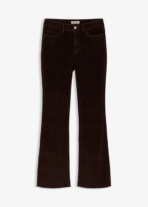 Ausgestellte Cordhose aus Baumwoll-Mix in braun von vorne - bonprix