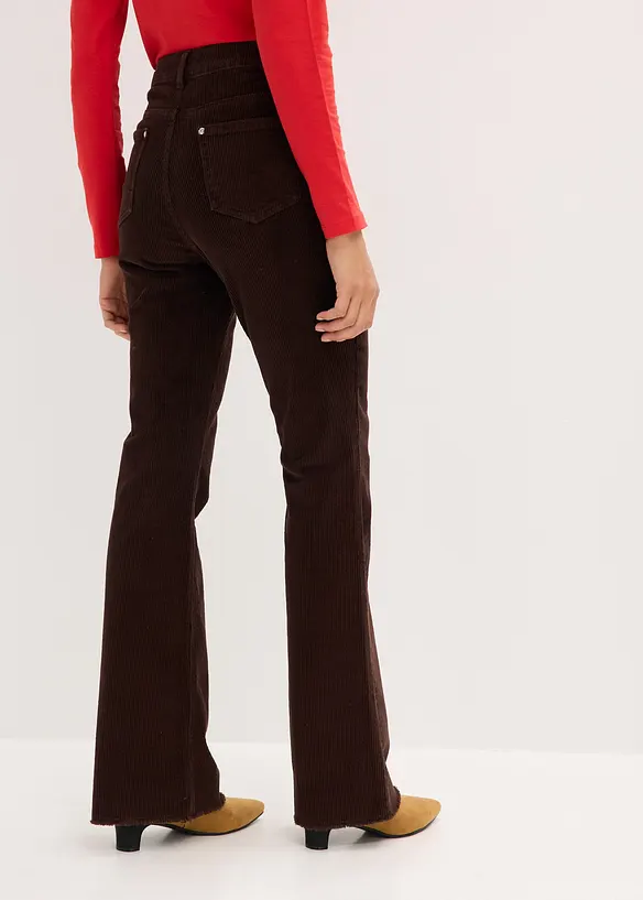 Ausgestellte Cordhose aus Baumwoll-Mix in braun von hinten - bonprix