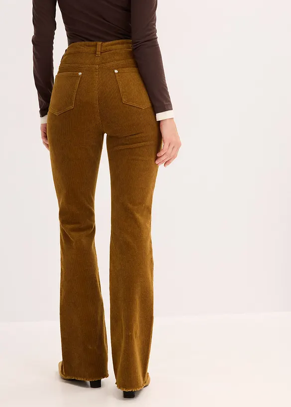 Ausgestellte Cordhose aus Baumwoll-Mix in braun von hinten - bonprix