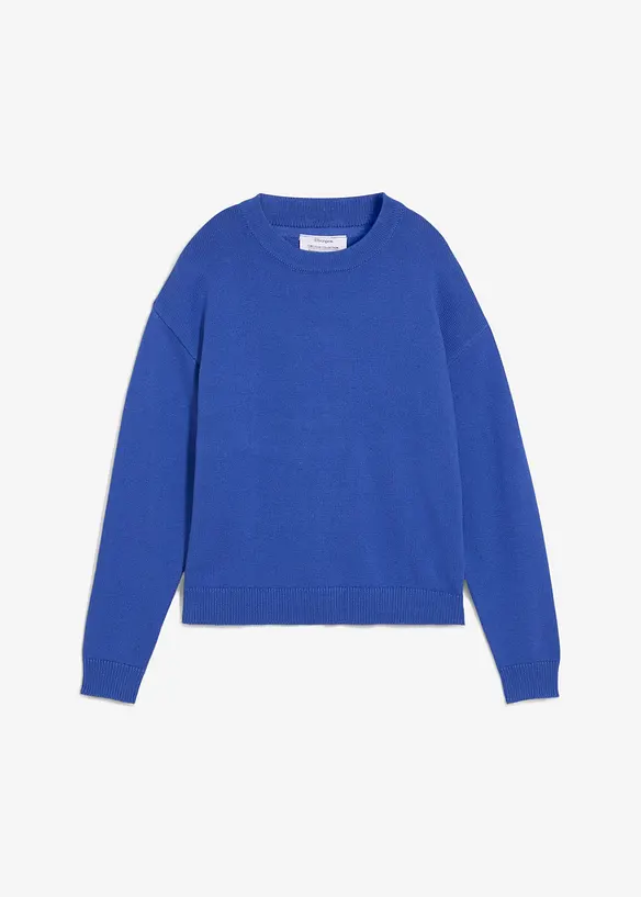 Oversize-Pullover aus reiner Baumwolle in blau von vorne - bonprix Oversize-Pullover aus reiner Baumwolle in blau von vorne - bonprix