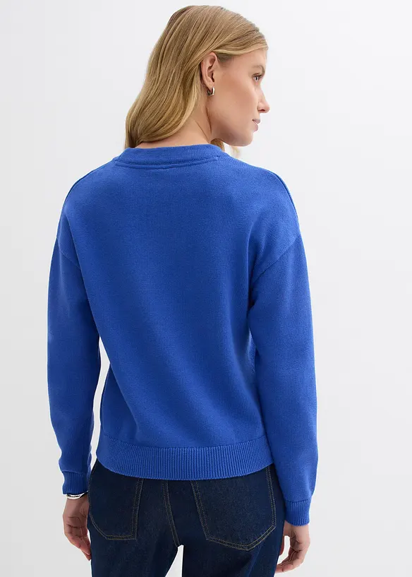 Oversize-Pullover aus reiner Baumwolle in blau von hinten (im Anschnitt) - bonprix Oversize-Pullover aus reiner Baumwolle in blau von hinten (im Anschnitt) - bonprix