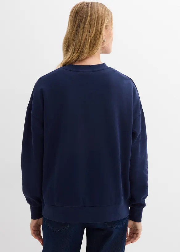 Oversize-Sweatshirt aus reiner Bio-Baumwolle in blau von hinten (im Anschnitt) - bonprix