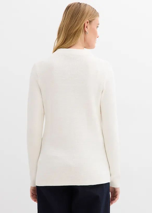 Pullover mit Stehkragen in weiß von hinten (im Anschnitt) - bonprix Pullover mit Stehkragen in weiß von hinten (im Anschnitt) - bonprix