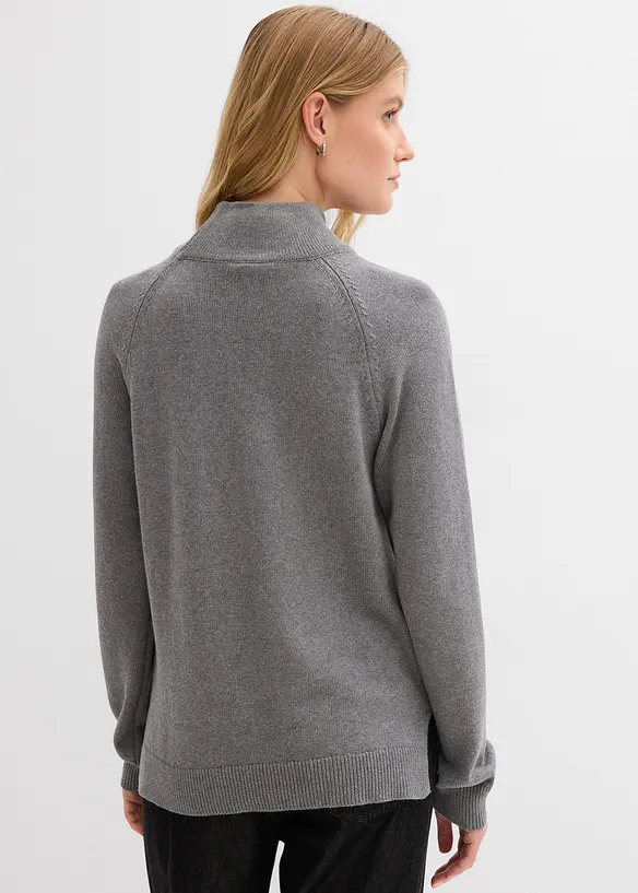 Rollkragenpullover aus reiner Baumwolle in grau von hinten (im Anschnitt) - bonprix