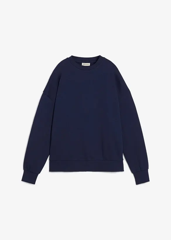 Oversize-Sweatshirt aus reiner Bio-Baumwolle in blau von vorne - bonprix