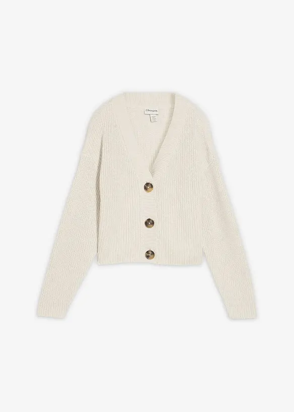 Grobstrickjacke aus reiner Baumwolle in weiß von vorne - bonprix Grobstrickjacke aus reiner Baumwolle in weiß von vorne - bonprix