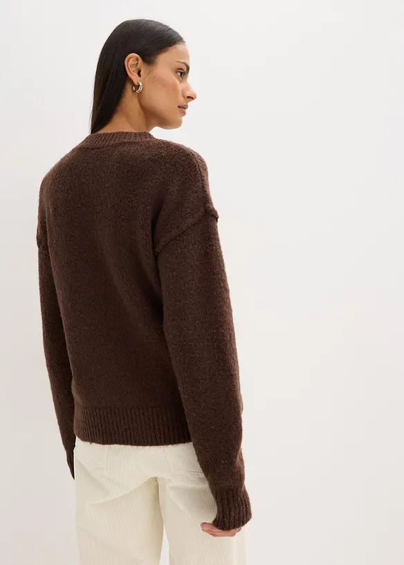 Oversize Feinstrickpullover in braun von hinten (im Anschnitt) - bonprix Oversize Feinstrickpullover in braun von hinten (im Anschnitt) - bonprix