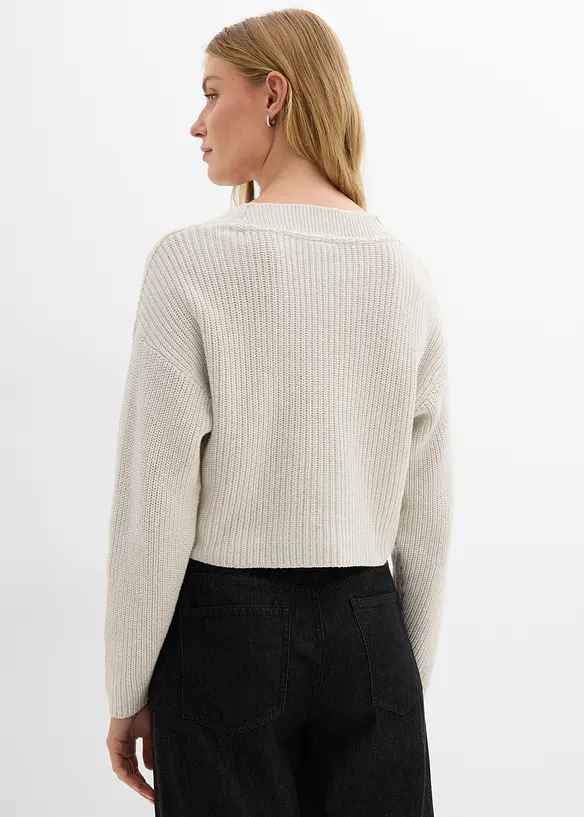 Grobstrickjacke aus reiner Baumwolle in weiß von hinten (im Anschnitt) - bonprix Grobstrickjacke aus reiner Baumwolle in weiß von hinten (im Anschnitt) - bonprix