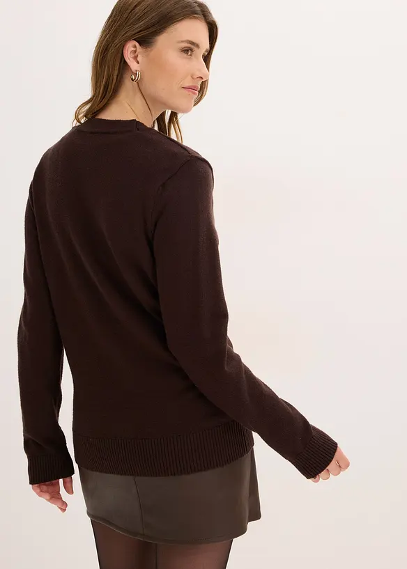 Longstrickjacke aus softem Viskose-Mix in braun von hinten (im Anschnitt) - bonprix Longstrickjacke aus softem Viskose-Mix in braun von hinten (im Anschnitt) - bonprix