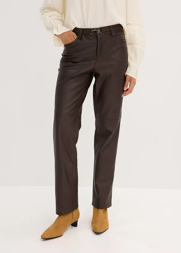 Lederimitat-Hose im Used-Look in braun von vorne - bonprix Lederimitat-Hose im Used-Look in braun von vorne - bonprix