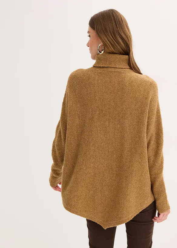 Rollkragenpullover mit Fledermausärmeln in braun von hinten (im Anschnitt) - bonprix