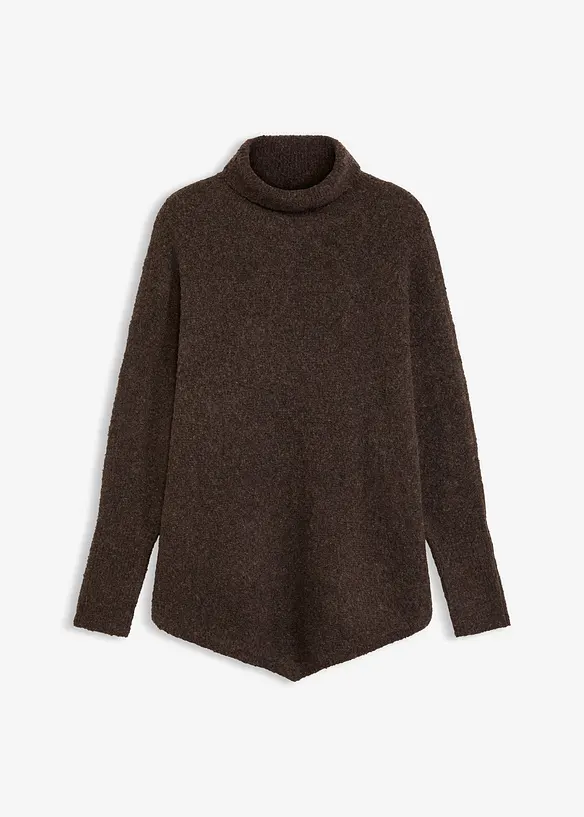 Rollkragenpullover mit Fledermausärmeln in braun von vorne - bonprix