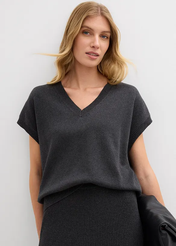 Pullunder aus reiner Bio-Baumwolle in grau von vorne (im Anschnitt) - bonprix