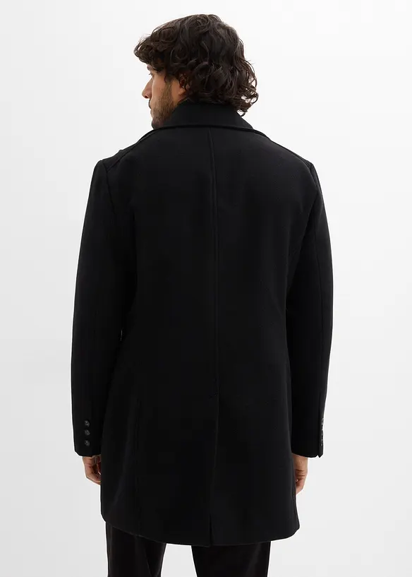 Kurzmantel in Wolloptik in schwarz von hinten (Totalaufnahme) - bonprix