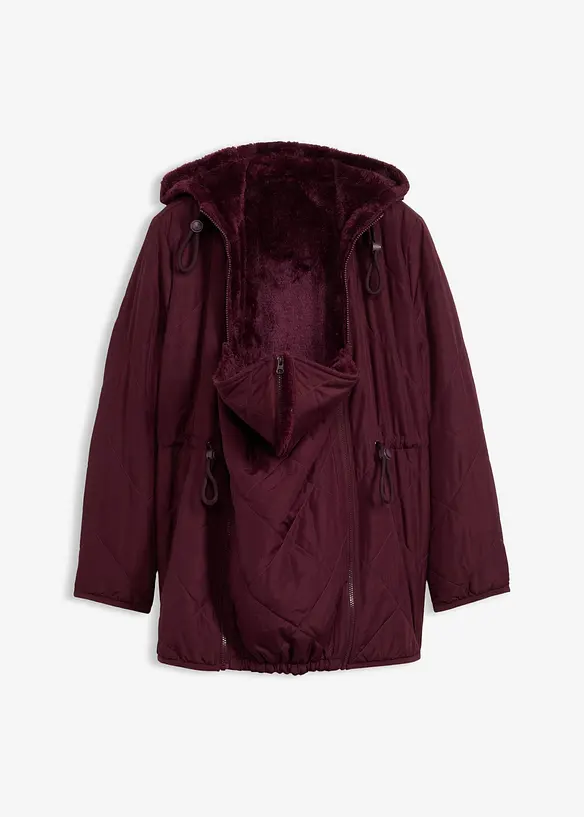6-in-1 kuschelige Umstands- und Tragejacke zum Wenden in rot von vorne - bonprix