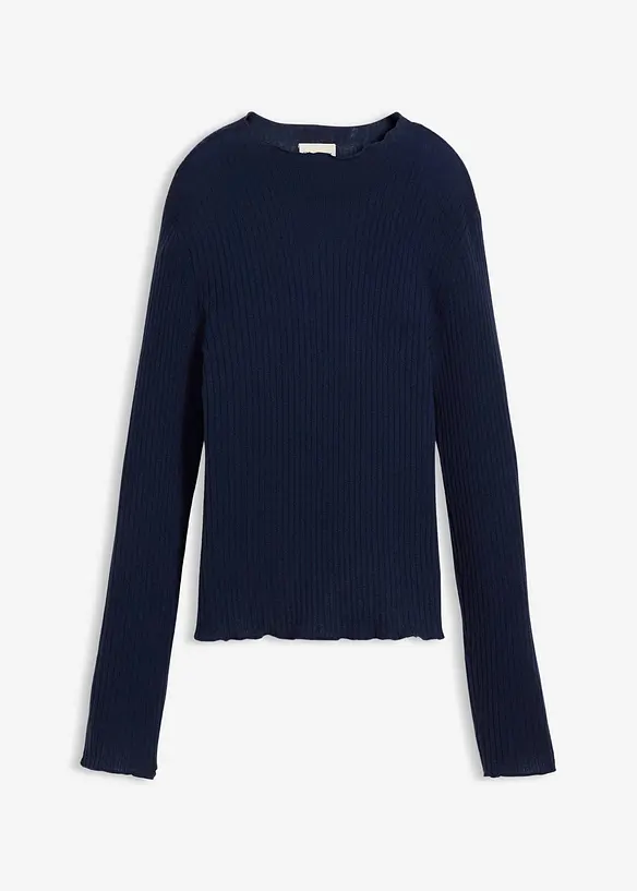Pullover aus feiner Merinowolle in blau von vorne - bonprix Pullover aus feiner Merinowolle in blau von vorne - bonprix