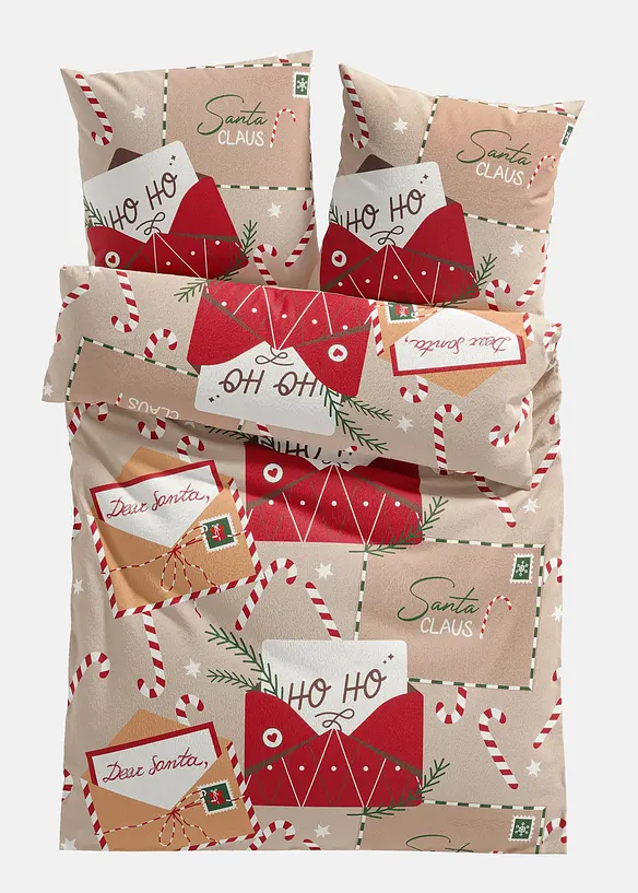 Biber-Baumwollmix-Bettwäsche in braun von vorne - bonprix