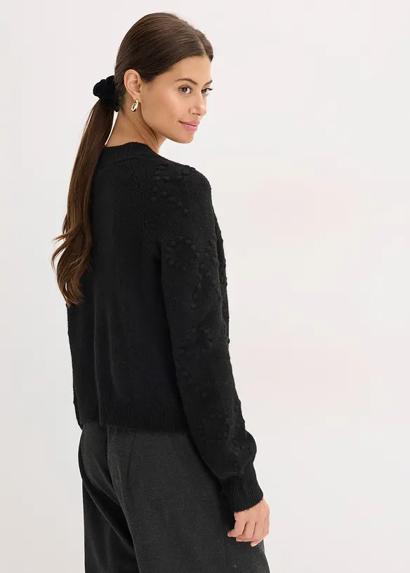 Texturierte Strickjacke in schwarz von hinten (im Anschnitt) - bonprix Texturierte Strickjacke in schwarz von hinten (im Anschnitt) - bonprix