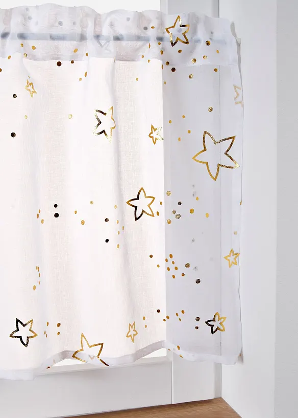 Scheibengardine mit Glanz Sternen in gold (Detailaufnahme) - bonprix