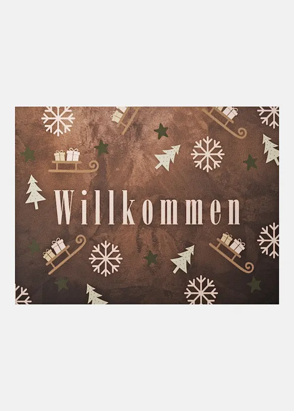 Fußmatte mit weihnachtlichem Motiv in braun von vorne - bonprix