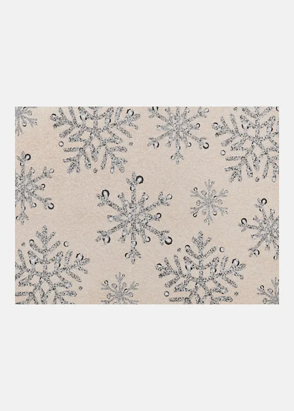 Waschbare Fußmatte mit Schneeflocken- Design in beige von vorne - bonprix