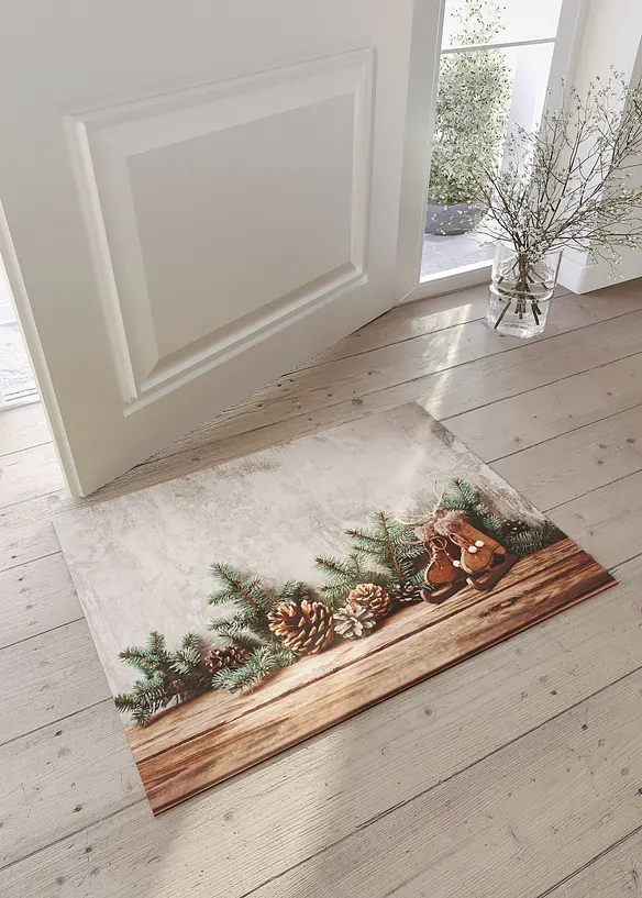 Waschbare Fußmatte mit weihnachtlichem Design in braun (Ambiente) - bonprix