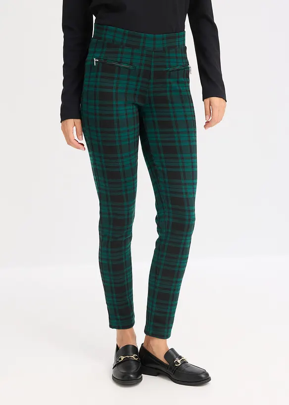 Jersey-Hose aus Jacquard in grün von vorne - bonprix