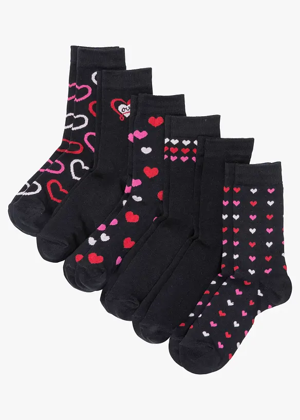 Socken mit Bio-Baumwolle (6er Pack) in schwarz von vorne - bonprix