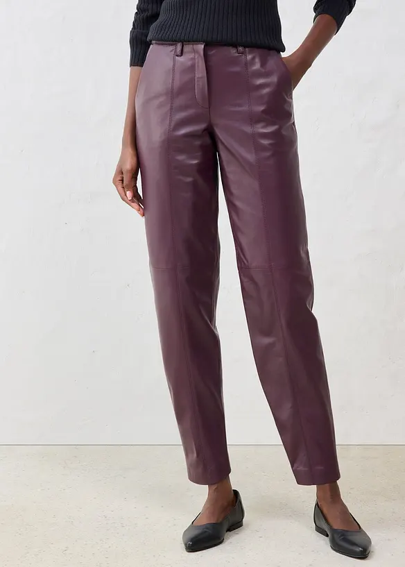 Lederhose aus Lammnappa in rot von vorne - bonprix