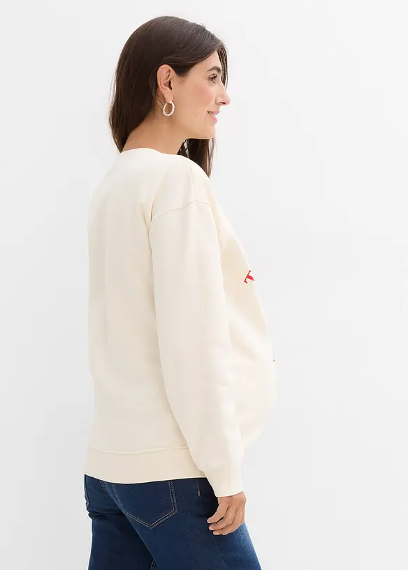 Umstands-und Stillsweatshirt aus weicher Bio-Baumwolle in beige von hinten (im Anschnitt) - bonprix Umstands-und Stillsweatshirt aus weicher Bio-Baumwolle in beige von hinten (im Anschnitt) - bonprix