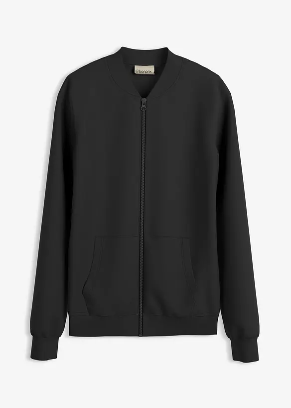 Sweatjacke aus Scuba mit Reißverschluss in schwarz von vorne - bonprix Sweatjacke aus Scuba mit Reißverschluss in schwarz von vorne - bonprix